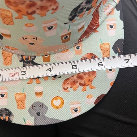 New Dachshund & Coffee pattern flat brim SnapBack Hat Starbucks pet lover - Picture 10 of 10